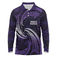 Manua Segaula American Samoa High School Personalized Long Sleeve Polo Shirt Polynesian Wave Style