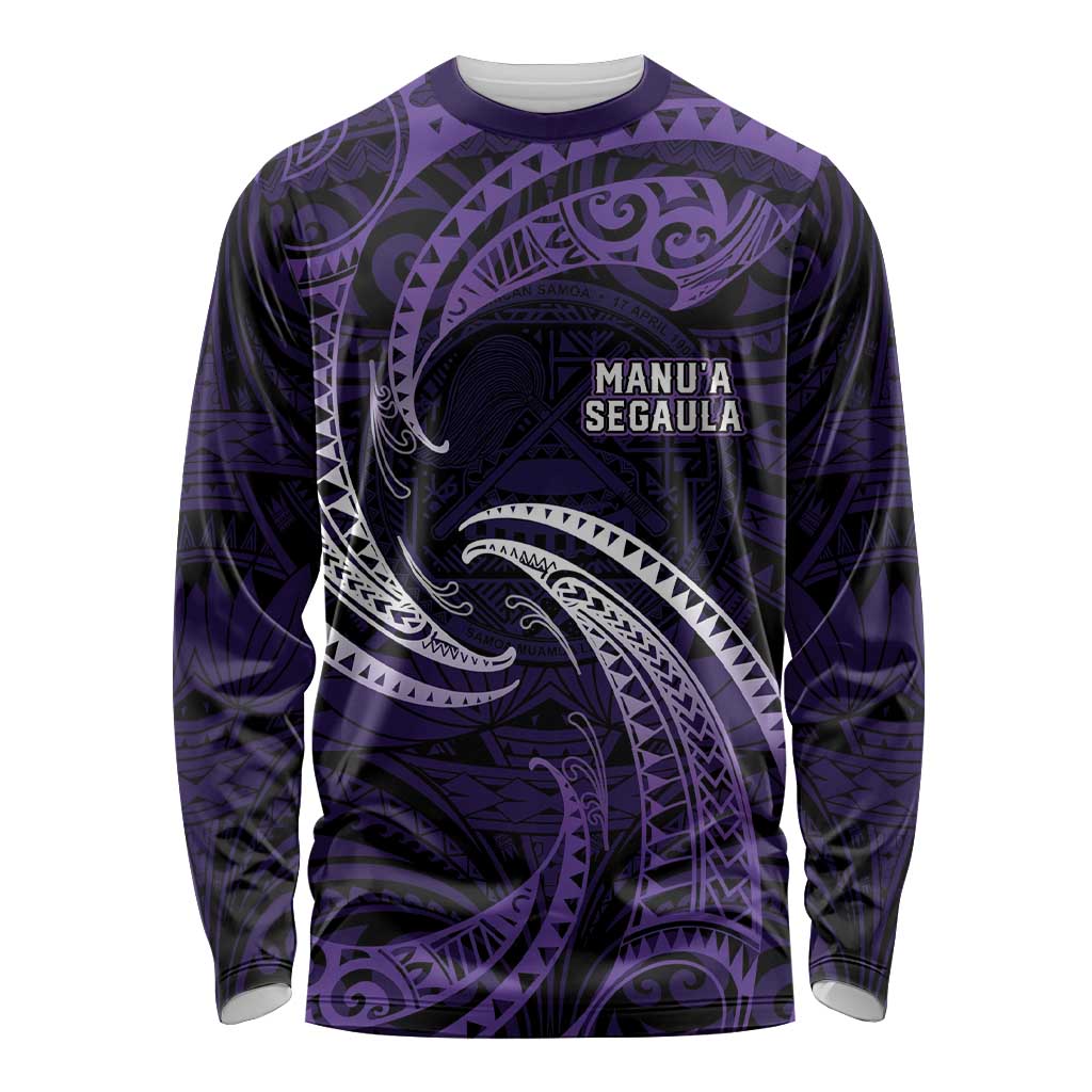 Manua Segaula American Samoa High School Personalized Long Sleeve Shirt Polynesian Wave Style