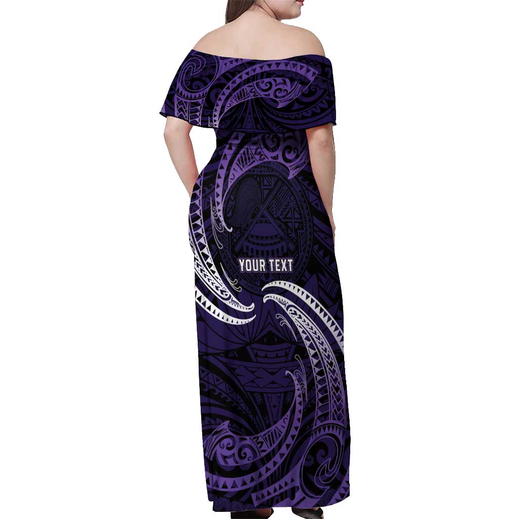Manua Segaula American Samoa High School Personalized Off Shoulder Maxi Dress Polynesian Wave Style