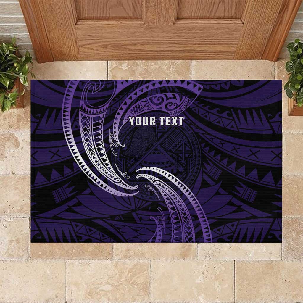 Manua Segaula American Samoa High School Personalized Rubber Doormat Polynesian Wave Style