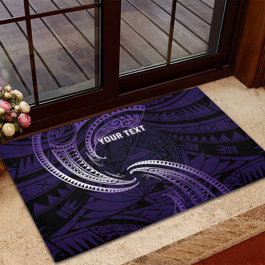 Manua Segaula American Samoa High School Personalized Rubber Doormat Polynesian Wave Style