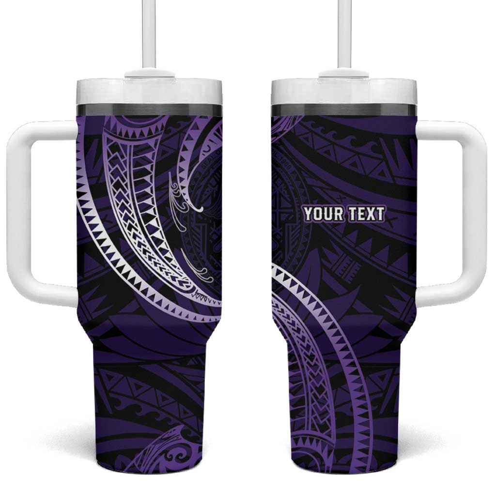 Manua Segaula American Samoa High School Personalized Tumbler With Handle Polynesian Wave Style