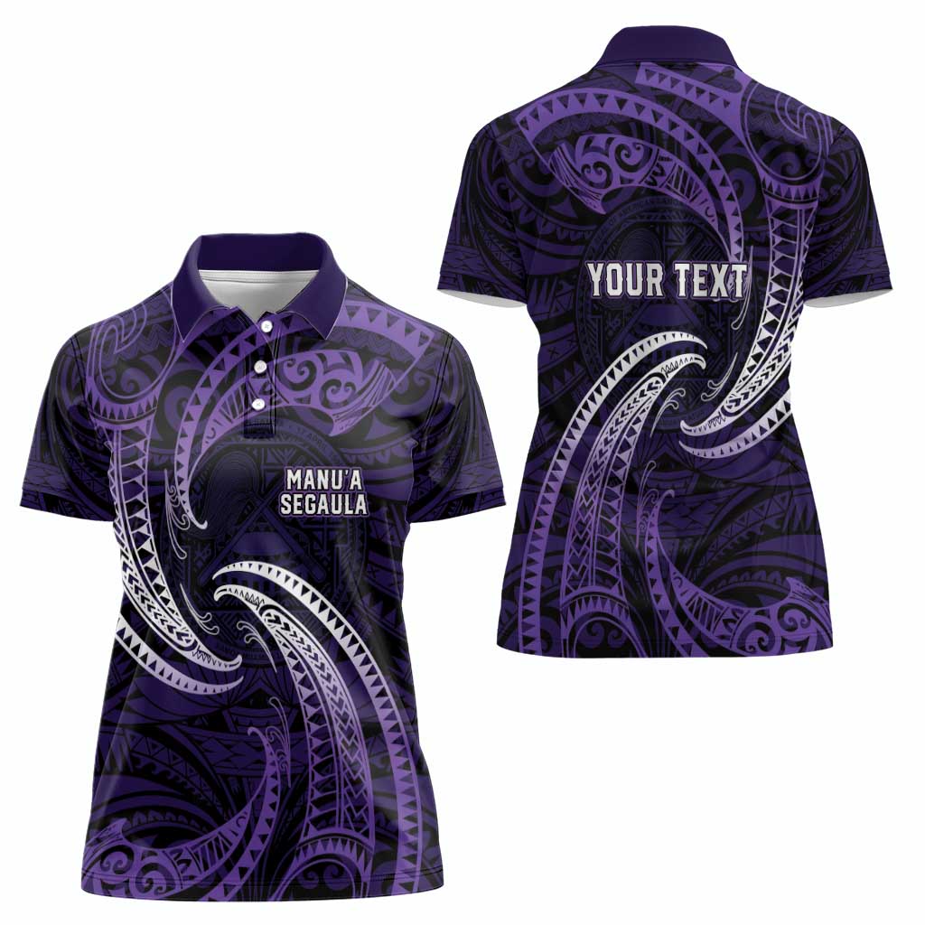 Manua Segaula American Samoa High School Personalized Women Polo Shirt Polynesian Wave Style