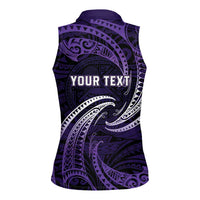 Manua Segaula American Samoa High School Personalized Women Sleeveless Polo Shirt Polynesian Wave Style