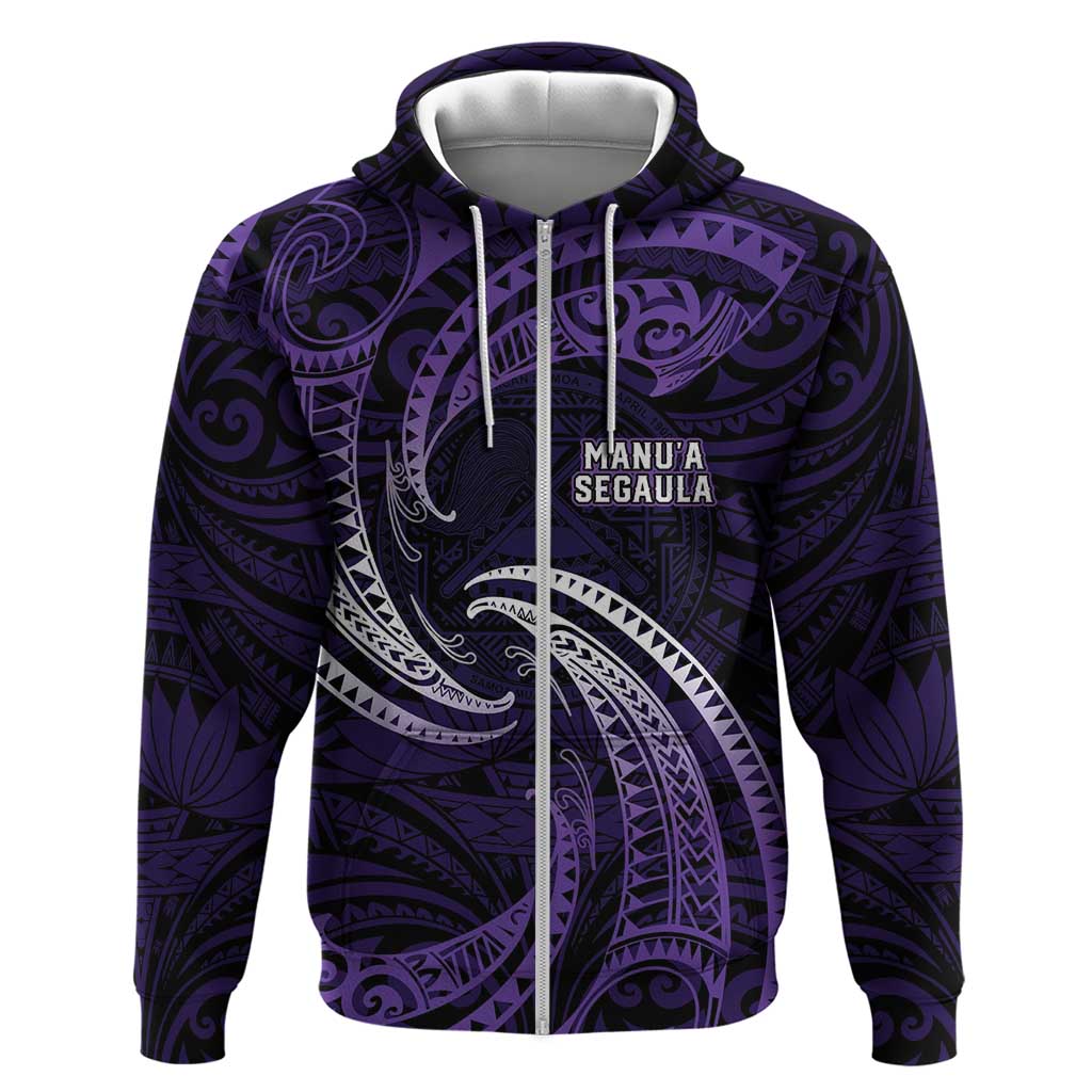 Manua Segaula American Samoa High School Personalized Zip Hoodie Polynesian Wave Style