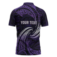 Manua Segaula American Samoa High School Personalized Zipper Polo Shirt Polynesian Wave Style - Polynesian Pride