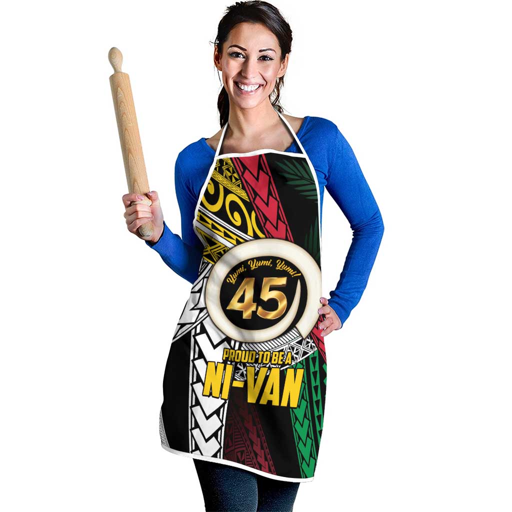 Ni-Van Vanuatu 45th Yumi Yumi Yumi Apron Vanuatuan Boar Tusk Polynesian Pattern - Polynesian Pride