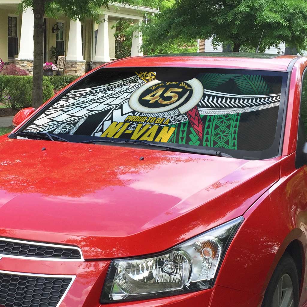 Ni-Van Vanuatu 45th Yumi Yumi Yumi Auto Sun Shade Vanuatuan Boar Tusk Polynesian Pattern - Polynesian Pride