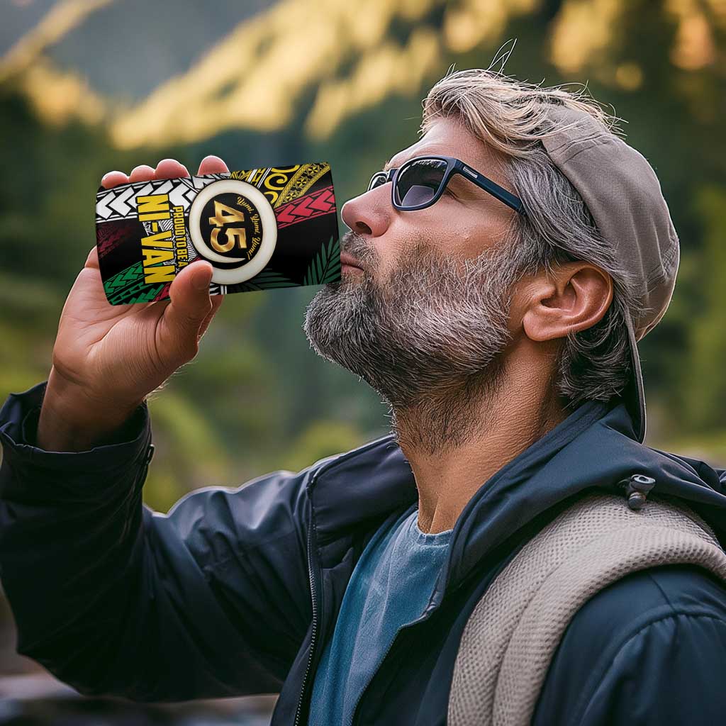 Ni-Van Vanuatu 45th Yumi Yumi Yumi 4 in 1 Can Cooler Tumbler Vanuatuan Boar Tusk Polynesian Pattern