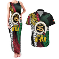 Ni-Van Vanuatu 45th Yumi Yumi Yumi Couples Matching Tank Maxi Dress and Hawaiian Shirt Vanuatuan Boar Tusk Polynesian Pattern