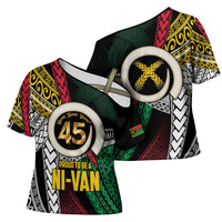 Ni-Van Vanuatu 45th Yumi Yumi Yumi Cross Shoulder Shirt Vanuatuan Boar Tusk Polynesian Pattern - Polynesian Pride