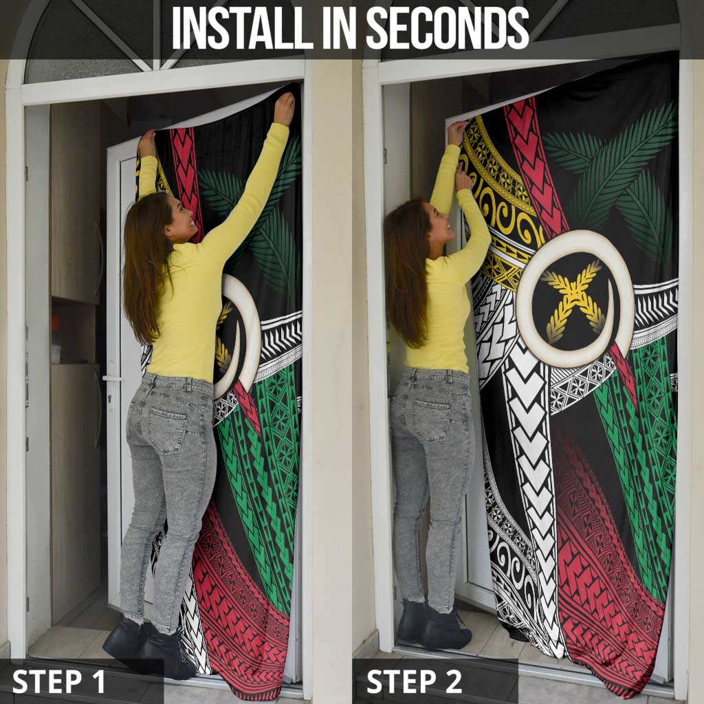 Ni-Van Vanuatu 45th Yumi Yumi Yumi Door Cover Vanuatuan Boar Tusk Polynesian Pattern - Polynesian Pride