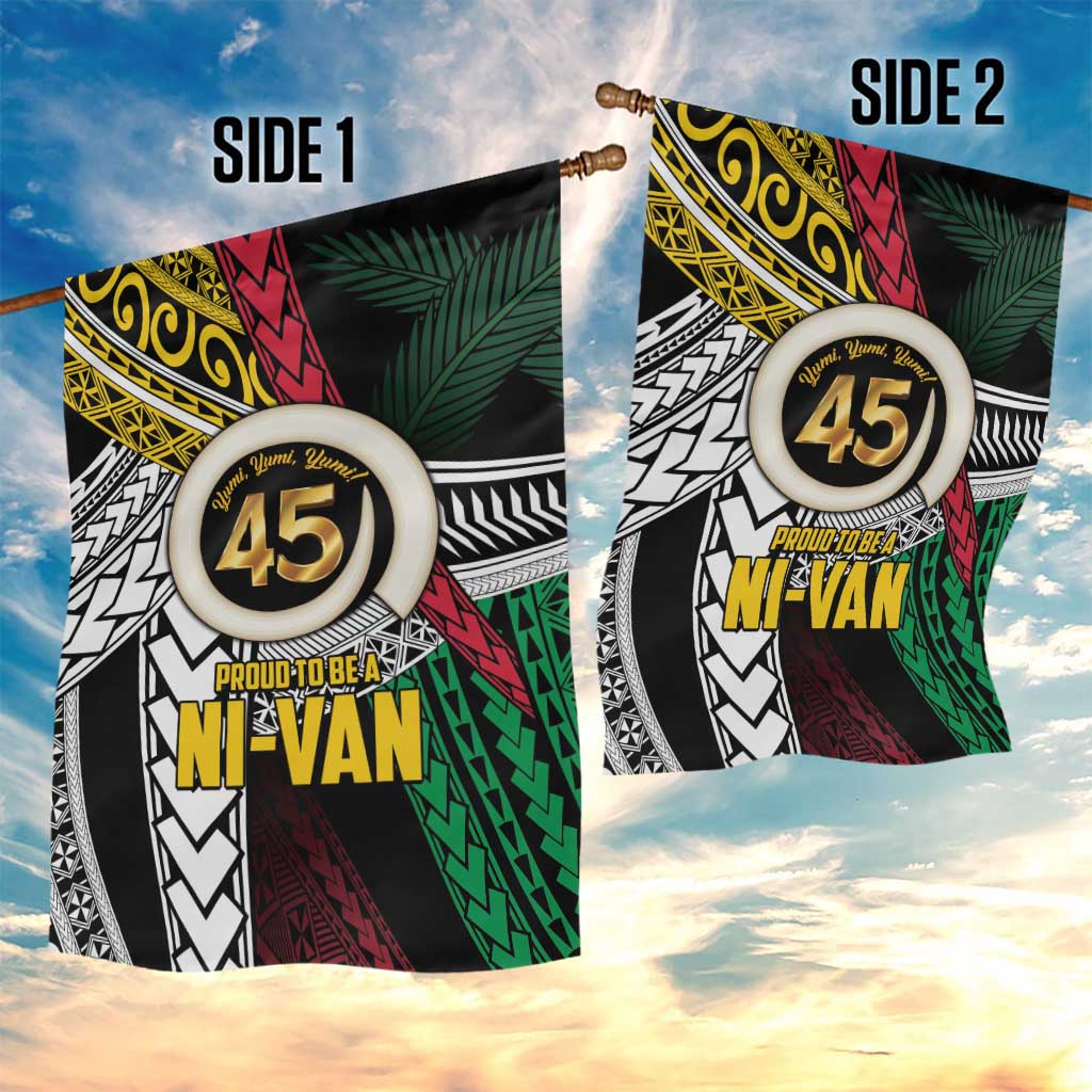 Ni-Van Vanuatu 45th Yumi Yumi Yumi Garden Flag Vanuatuan Boar Tusk Polynesian Pattern