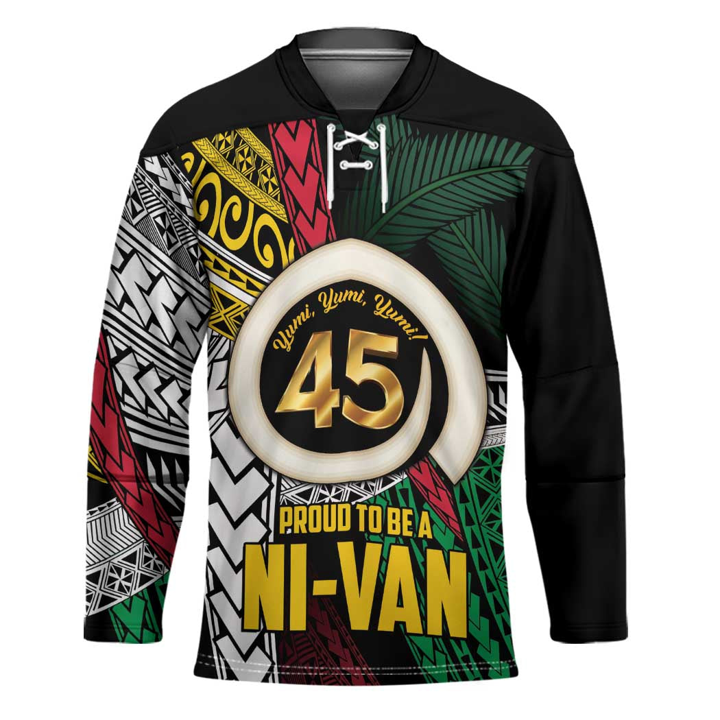 Ni-Van Vanuatu 45th Yumi Yumi Yumi Hockey Jersey Vanuatuan Boar Tusk Polynesian Pattern - Polynesian Pride