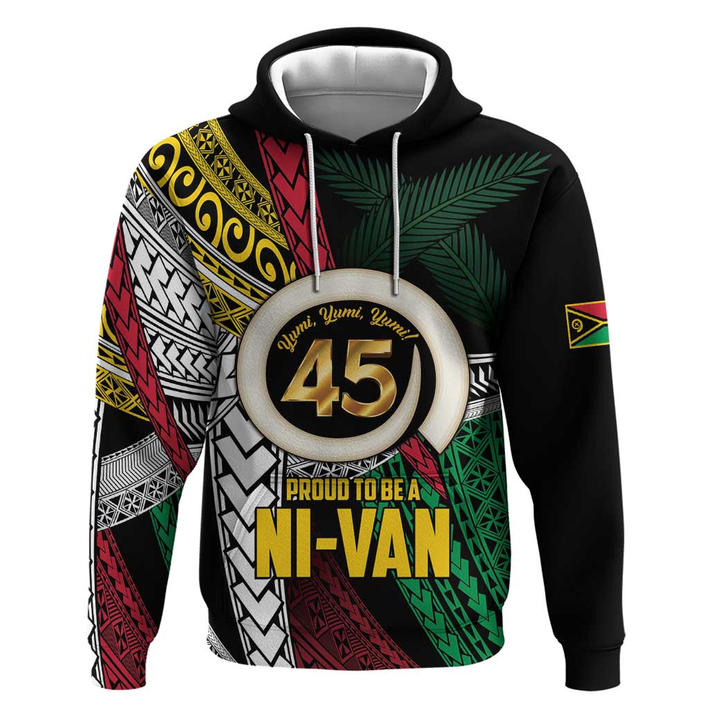 Ni-Van Vanuatu 45th Yumi Yumi Yumi Hoodie Vanuatuan Boar Tusk Polynesian Pattern