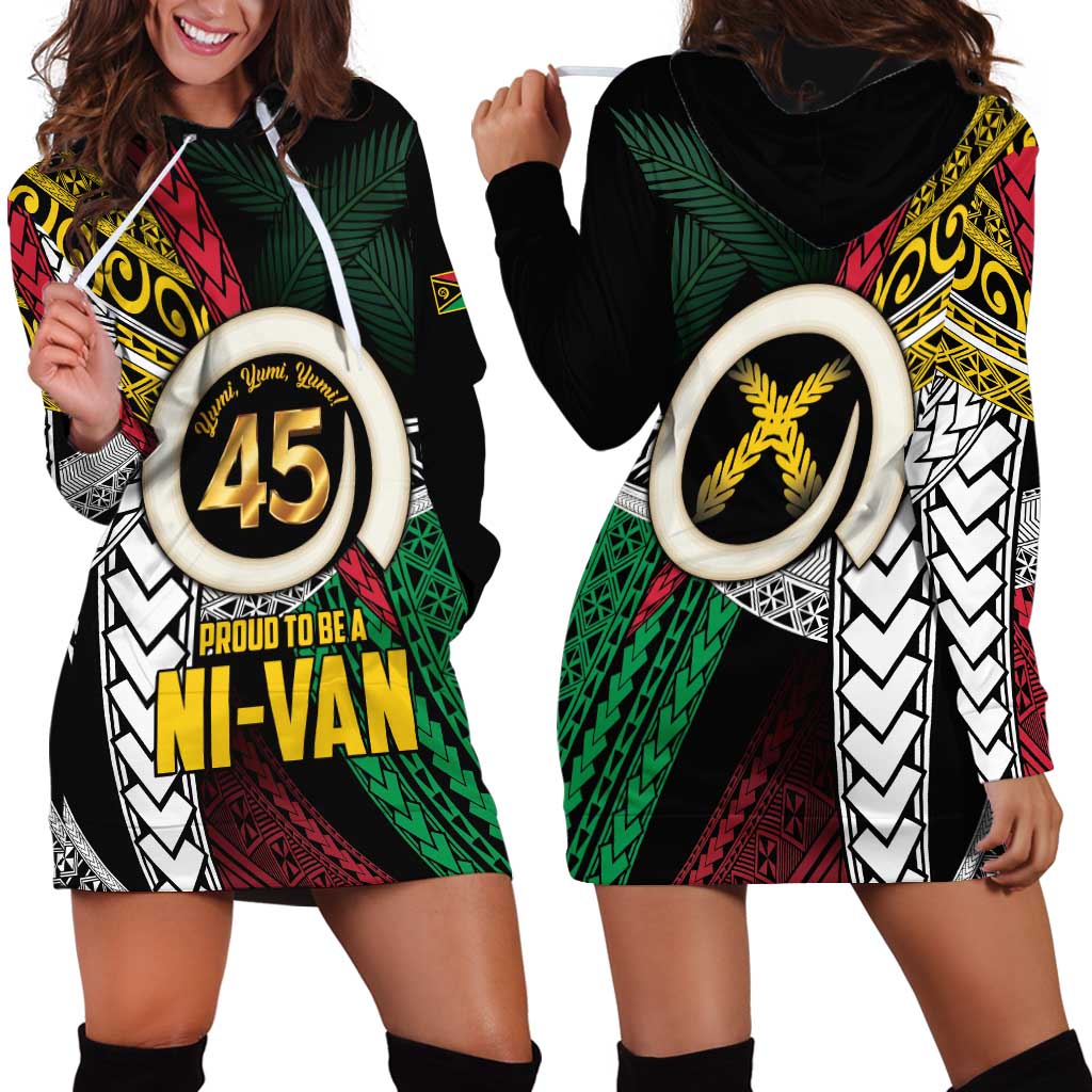 Ni-Van Vanuatu 45th Yumi Yumi Yumi Hoodie Dress Vanuatuan Boar Tusk Polynesian Pattern