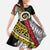 Ni-Van Vanuatu 45th Yumi Yumi Yumi Kid Short Sleeve Dress Vanuatuan Boar Tusk Polynesian Pattern