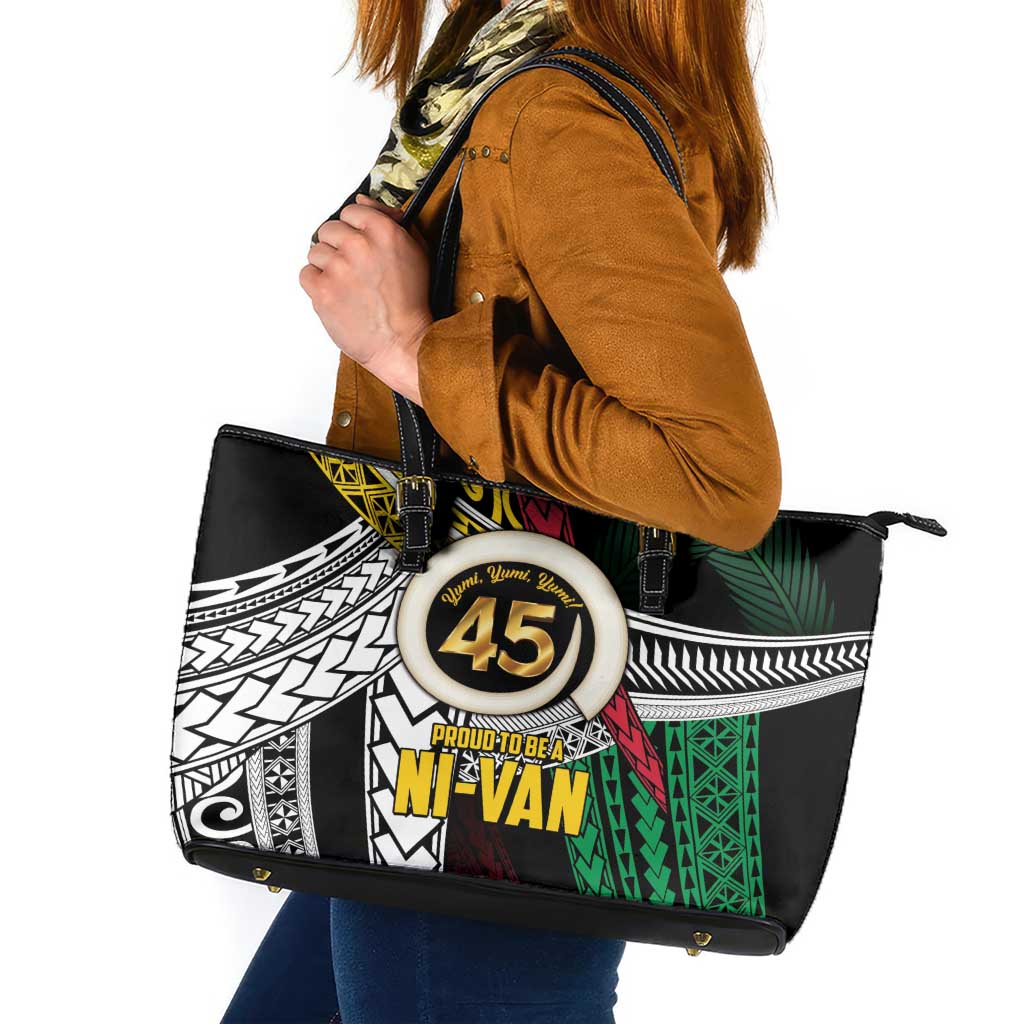 Ni-Van Vanuatu 45th Yumi Yumi Yumi Leather Tote Bag Vanuatuan Boar Tusk Polynesian Pattern