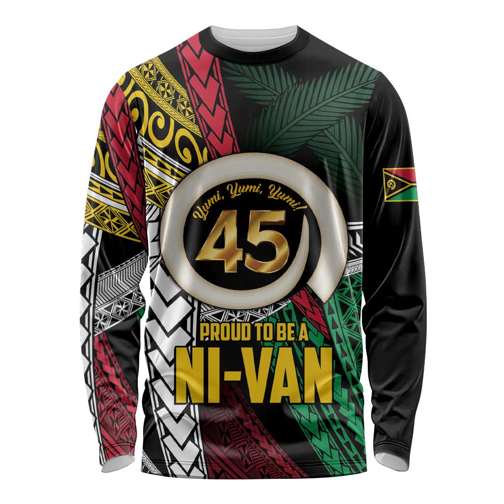 Ni-Van Vanuatu 45th Yumi Yumi Yumi Long Sleeve Shirt Vanuatuan Boar Tusk Polynesian Pattern
