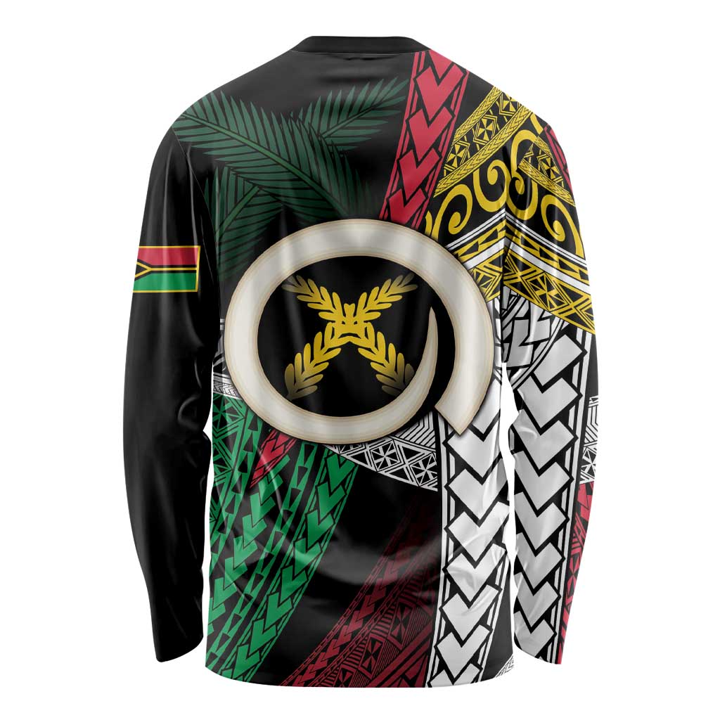 Ni-Van Vanuatu 45th Yumi Yumi Yumi Long Sleeve Shirt Vanuatuan Boar Tusk Polynesian Pattern