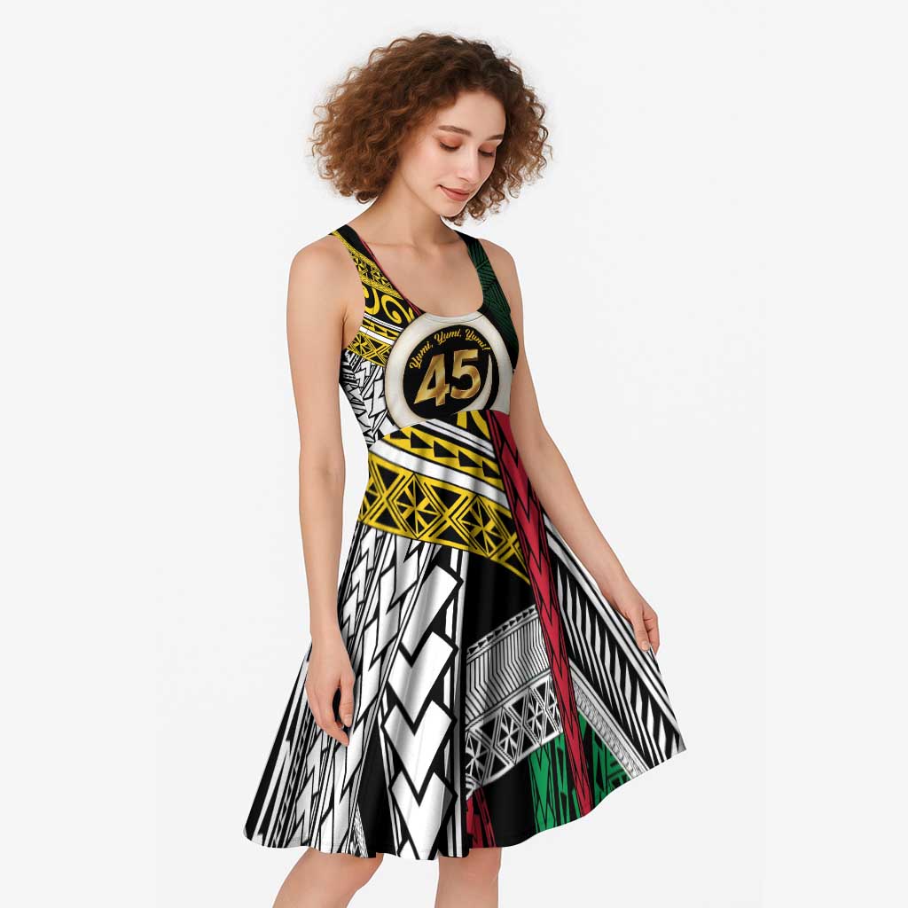 Ni-Van Vanuatu 45th Yumi Yumi Yumi Midi Dress Vanuatuan Boar Tusk Polynesian Pattern - Polynesian Pride