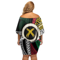 Ni-Van Vanuatu 45th Yumi Yumi Yumi Off Shoulder Short Dress Vanuatuan Boar Tusk Polynesian Pattern
