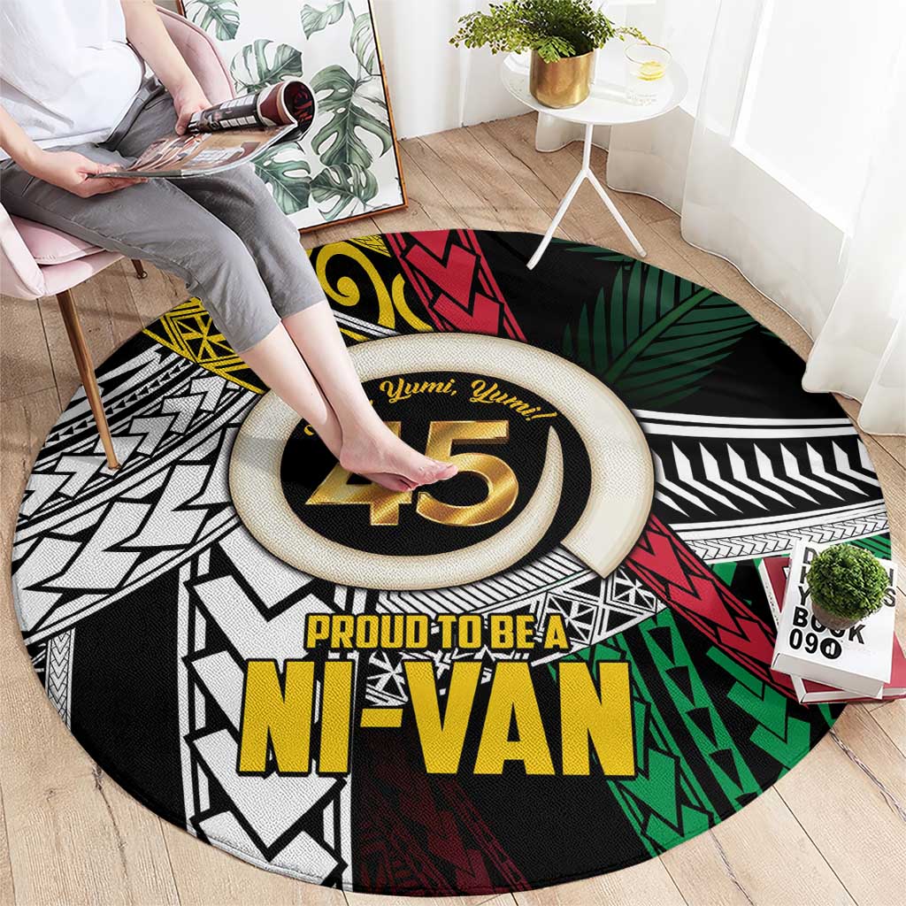 Ni-Van Vanuatu 45th Yumi Yumi Yumi Round Carpet Vanuatuan Boar Tusk Polynesian Pattern