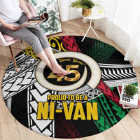 Ni-Van Vanuatu 45th Yumi Yumi Yumi Round Carpet Vanuatuan Boar Tusk Polynesian Pattern