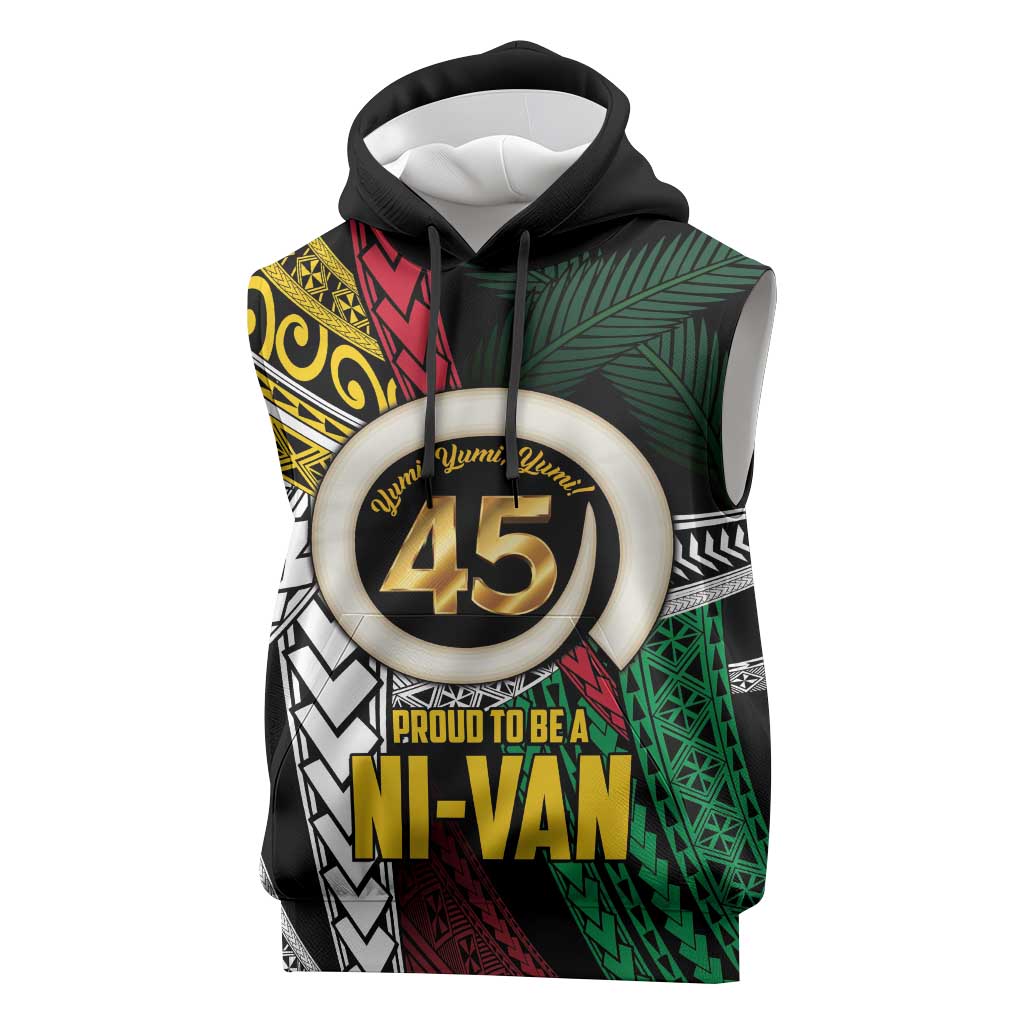 Ni-Van Vanuatu 45th Yumi Yumi Yumi Sleeveless Hoodie Vanuatuan Boar Tusk Polynesian Pattern - Polynesian Pride