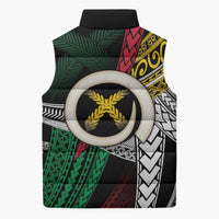 Ni-Van Vanuatu 45th Yumi Yumi Yumi Sleeveless Puffer Jacket Vanuatuan Boar Tusk Polynesian Pattern - Polynesian Pride