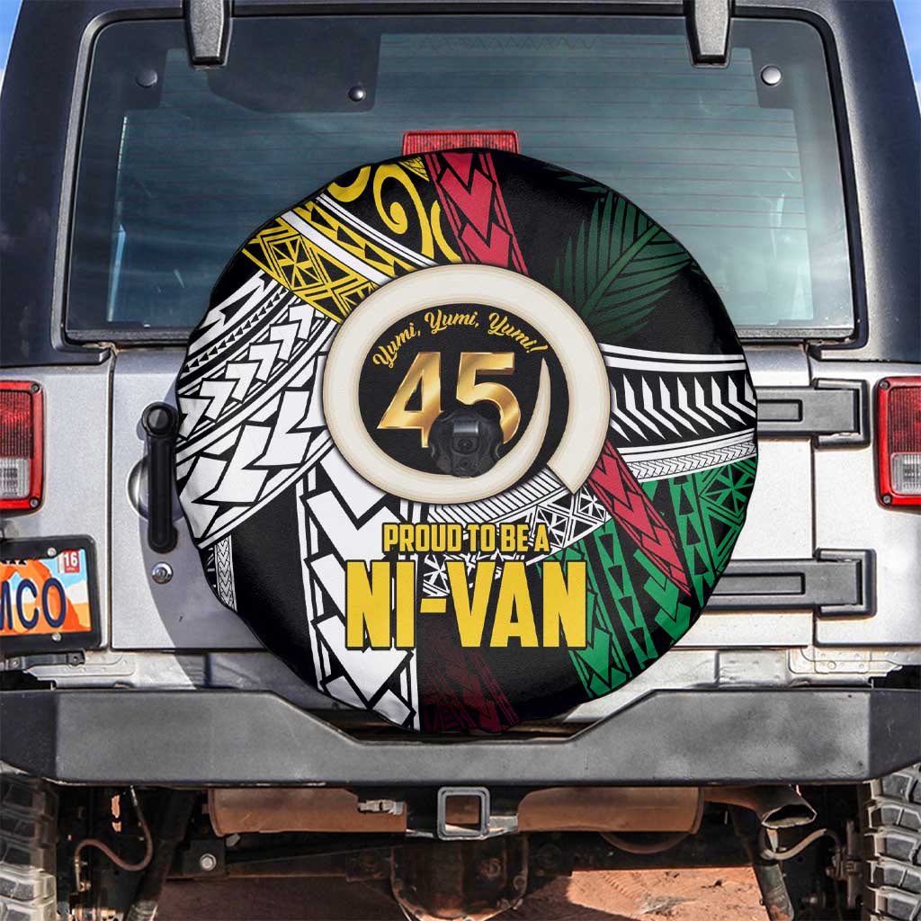 Ni-Van Vanuatu 45th Yumi Yumi Yumi Spare Tire Cover Vanuatuan Boar Tusk Polynesian Pattern
