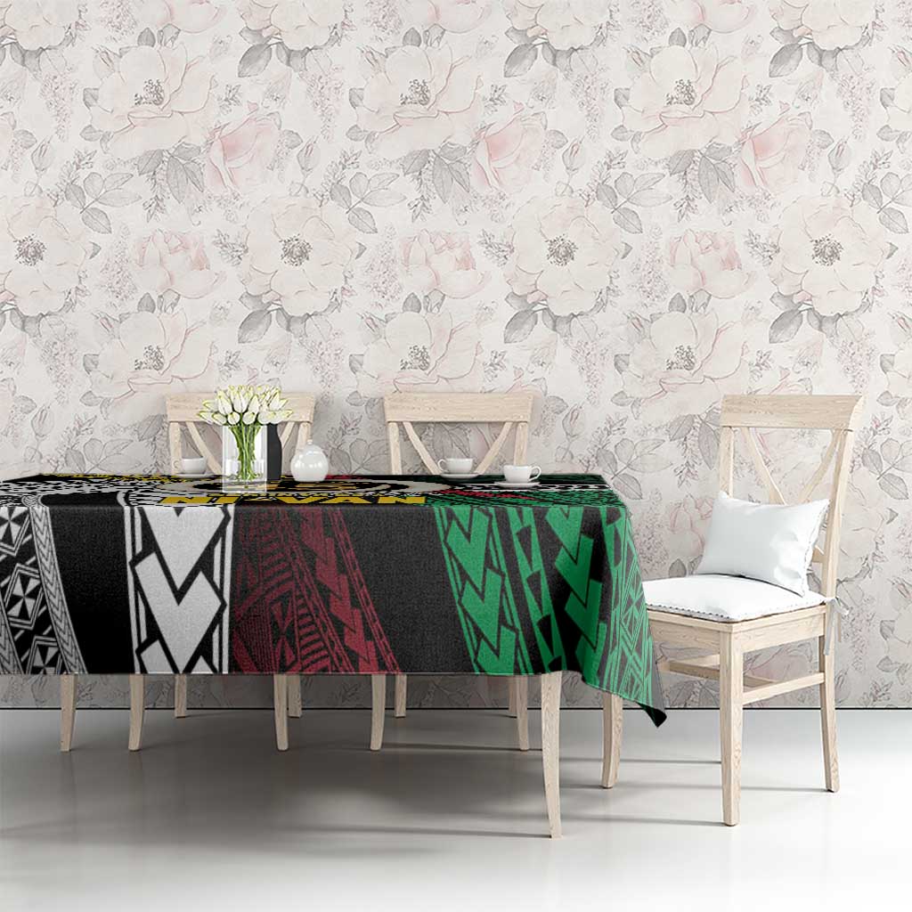 Ni-Van Vanuatu 45th Yumi Yumi Yumi Tablecloth Vanuatuan Boar Tusk Polynesian Pattern