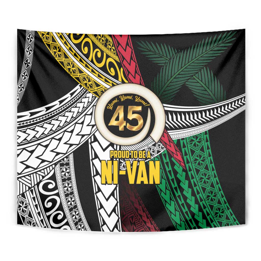 Ni-Van Vanuatu 45th Yumi Yumi Yumi Tapestry Vanuatuan Boar Tusk Polynesian Pattern