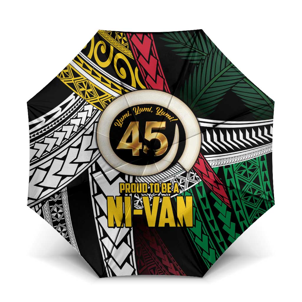 Ni-Van Vanuatu 45th Yumi Yumi Yumi Umbrella Vanuatuan Boar Tusk Polynesian Pattern - Polynesian Pride