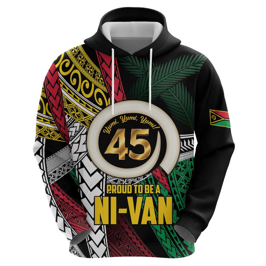 Ni-Van Vanuatu 45th Yumi Yumi Yumi Zip Hoodie Vanuatuan Boar Tusk Polynesian Pattern