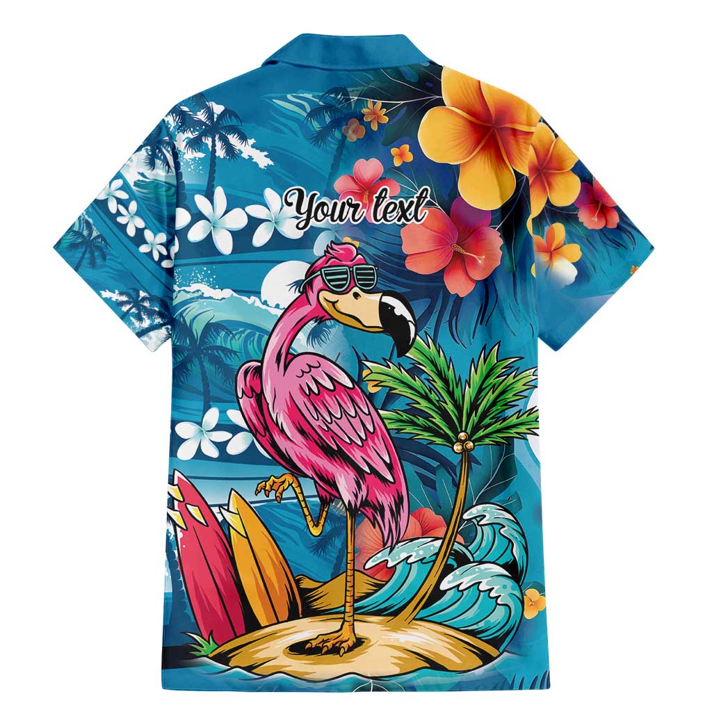 Hawaiian Flamingo Hibiscus Personalised Family Matching Mermaid Dress and Hawaiian Shirt Blue Summer Tropical Flowers - Polynesian Pride