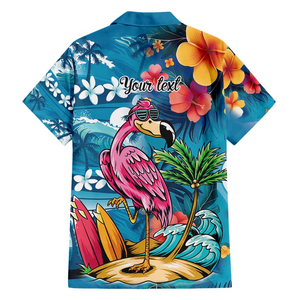 Hawaiian Flamingo Hibiscus Personalised Hawaiian Shirt Blue Summer Tropical Flowers - Polynesian Pride