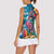 Hawaiian Flamingo Hibiscus Personalised Women Sleeveless Polo Shirt Blue Summer Tropical Flowers - Polynesian Pride
