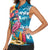 Hawaiian Flamingo Hibiscus Personalised Women Sleeveless Polo Shirt Blue Summer Tropical Flowers - Polynesian Pride
