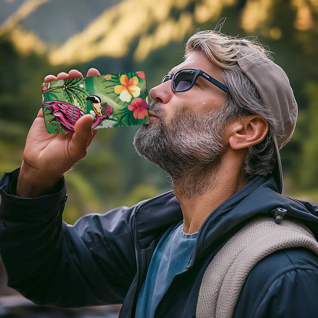 Hawaiian Flamingo Hibiscus Personalised 4 in 1 Can Cooler Tumbler Green Summer Tropical Flowers - Polynesian Pride
