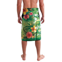 Hawaiian Flamingo Hibiscus Personalised Lavalava Green Summer Tropical Flowers - Polynesian Pride