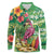 Hawaiian Flamingo Hibiscus Personalised Long Sleeve Polo Shirt Green Summer Tropical Flowers - Polynesian Pride