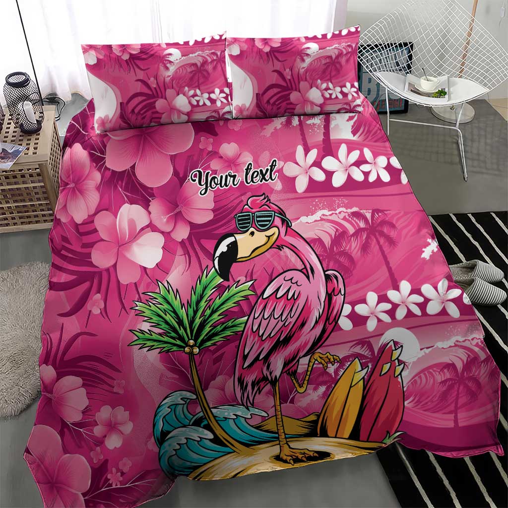 Hawaiian Flamingo Hibiscus Personalised Bedding Set Pink Summer Tropical Flowers - Polynesian Pride