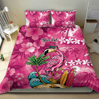 Hawaiian Flamingo Hibiscus Personalised Bedding Set Pink Summer Tropical Flowers - Polynesian Pride