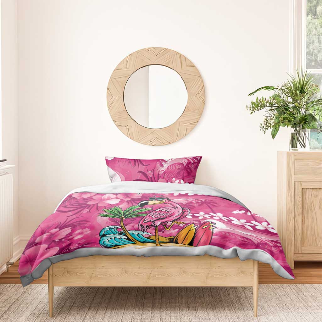 Hawaiian Flamingo Hibiscus Personalised Bedding Set Pink Summer Tropical Flowers - Polynesian Pride