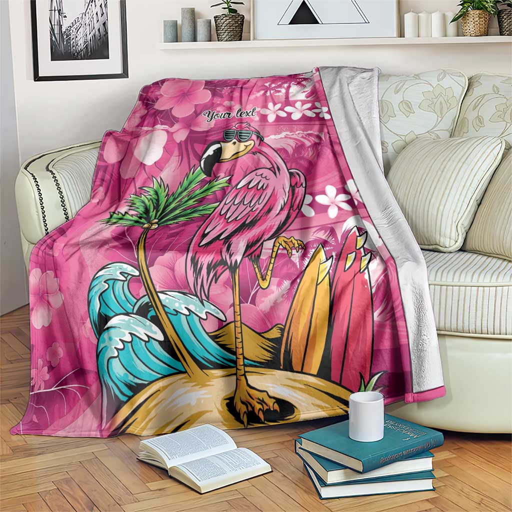 Hawaiian Flamingo Hibiscus Personalised Blanket Pink Summer Tropical Flowers - Polynesian Pride