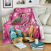 Hawaiian Flamingo Hibiscus Personalised Blanket Pink Summer Tropical Flowers - Polynesian Pride