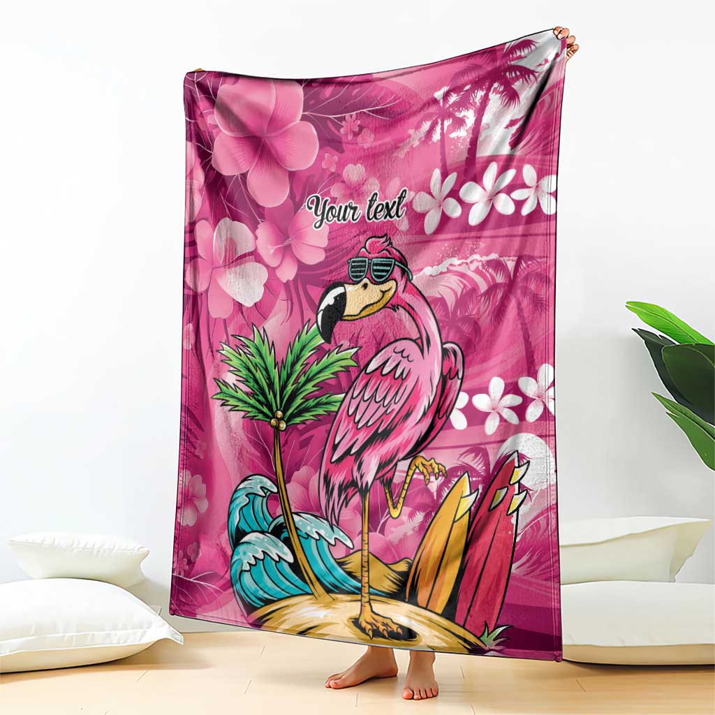 Hawaiian Flamingo Hibiscus Personalised Blanket Pink Summer Tropical Flowers - Polynesian Pride