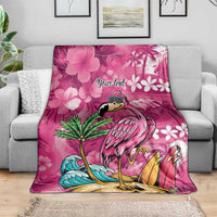 Hawaiian Flamingo Hibiscus Personalised Blanket Pink Summer Tropical Flowers - Polynesian Pride