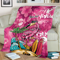 Hawaiian Flamingo Hibiscus Personalised Blanket Pink Summer Tropical Flowers - Polynesian Pride